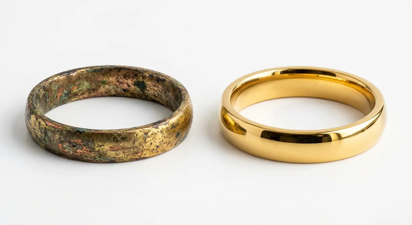 Tarnished jewelry vs PVD gold jewelry comparison
